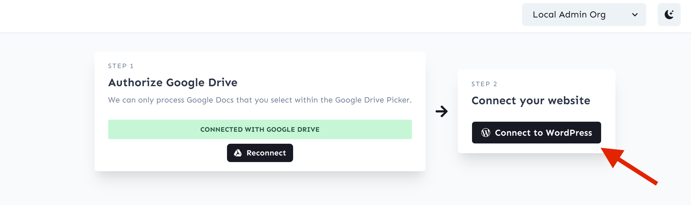Connect WordPress Site
